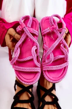 Damskie Modne Sandały Plecione Fuksja Amparo