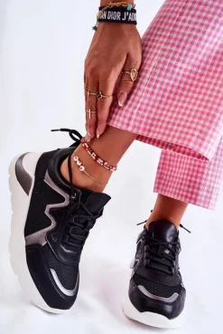 Damskie Modne Sneakersy Czarne Allie