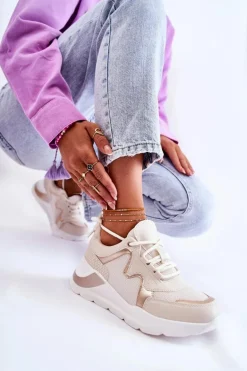 Damskie Modne Sneakersy Jasnobeżowe Allie