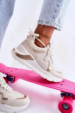 Damskie Modne Sneakersy Jasnobeżowe Allie
