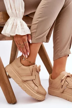 Damskie Modne Sportowe Buty Beżowe Genesis