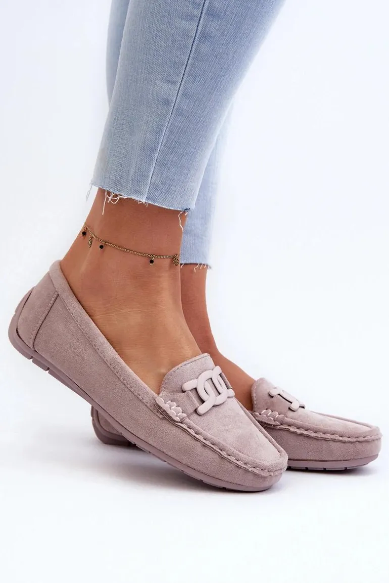 Damskie Modne Zamszowe Mokasyny Fioletowe Rabell