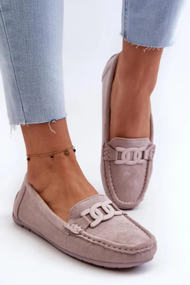 Damskie Modne Zamszowe Mokasyny Fioletowe Rabell