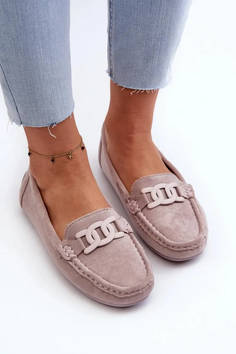 Damskie Modne Zamszowe Mokasyny Fioletowe Rabell