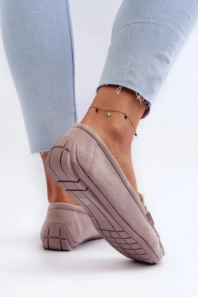 Damskie Modne Zamszowe Mokasyny Fioletowe Rabell