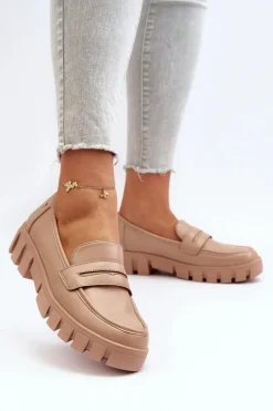 Damskie Mokasyny Eko Skóra Beżowe Seravisa