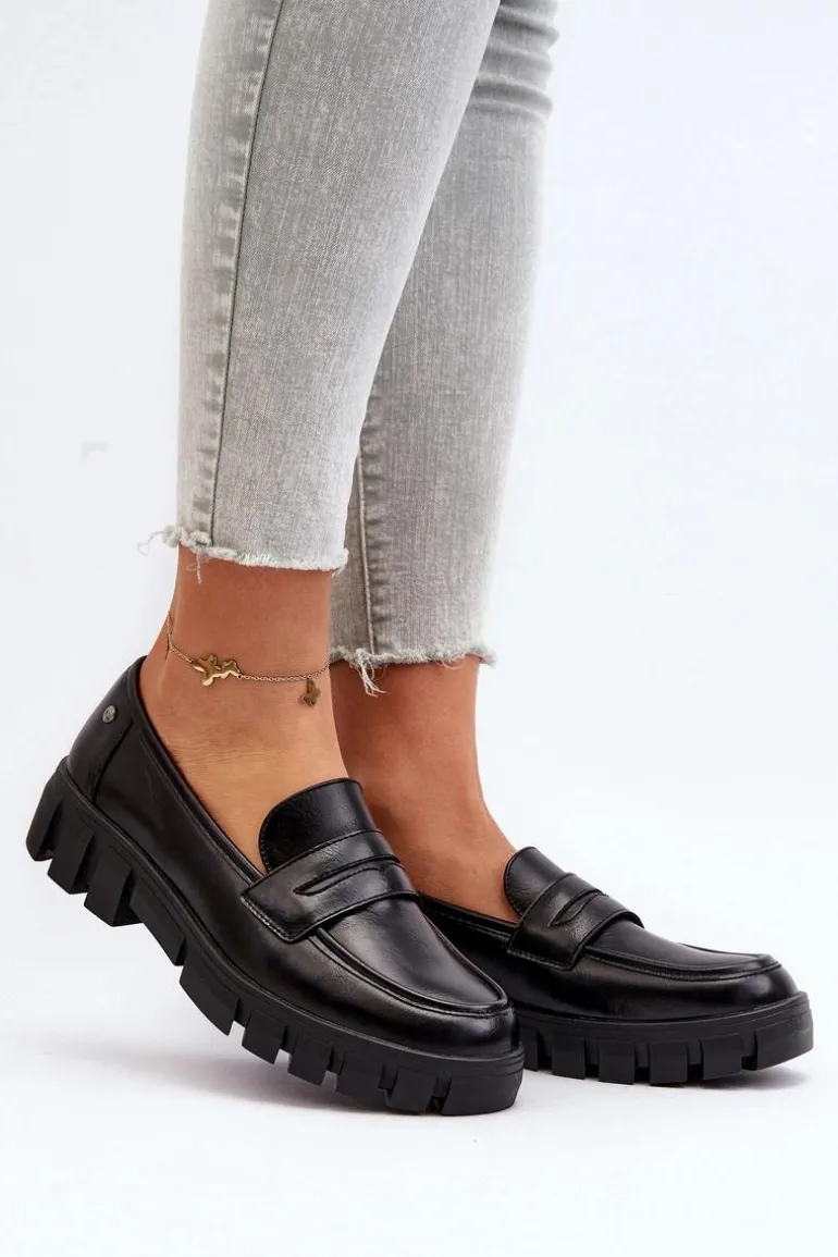 Damskie Mokasyny Eko Skóra Czarne Seravisa