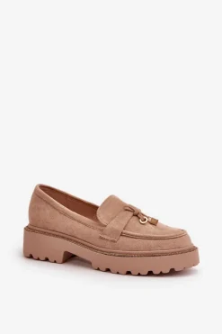 Damskie Mokasyny Eko Zamszowe Ze Zdobieniem Beżowe Verindalle