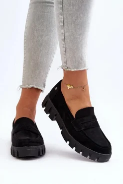 Damskie Mokasyny Eko Zamszowe Czarne Seravisa