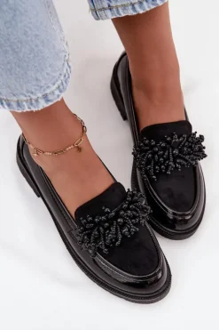 Damskie Mokasyny Lakierowane S.Barski HY52-369B Czarne