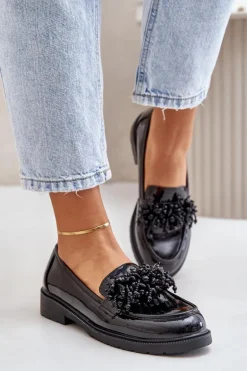 Damskie Mokasyny Lakierowane S.Barski HY369A Czarne