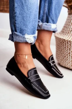 Damskie Mokasyny Lordsy Czarne Dżety Harriet