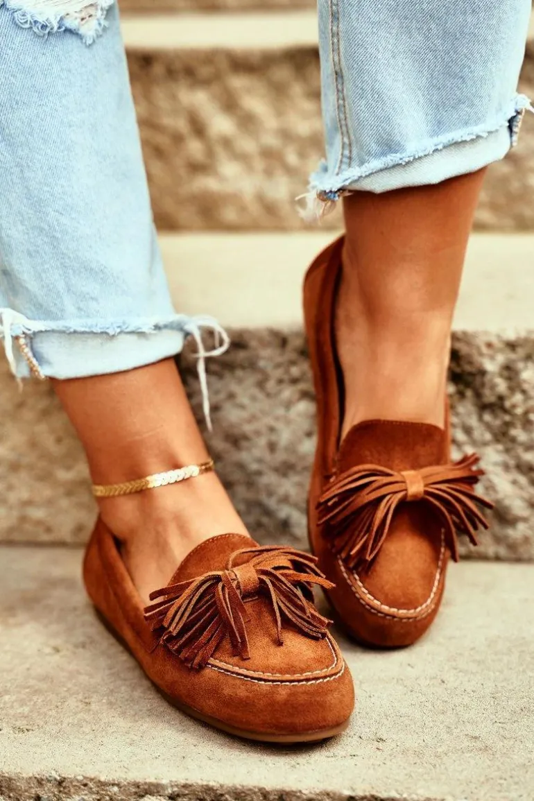 Damskie Mokasyny Maciejka Skórzane Camel 04830