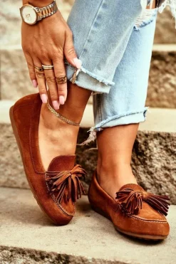 Damskie Mokasyny Maciejka Skórzane Camel 04830