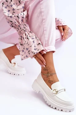 Damskie Mokasyny Na Masywnej Platformie Białe Calypso