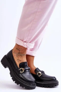 Damskie Mokasyny Na Masywnej Platformie Czarne Calypso