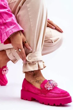 Damskie Mokasyny Na Platformie Z Ozdobami Fuksja Brenda