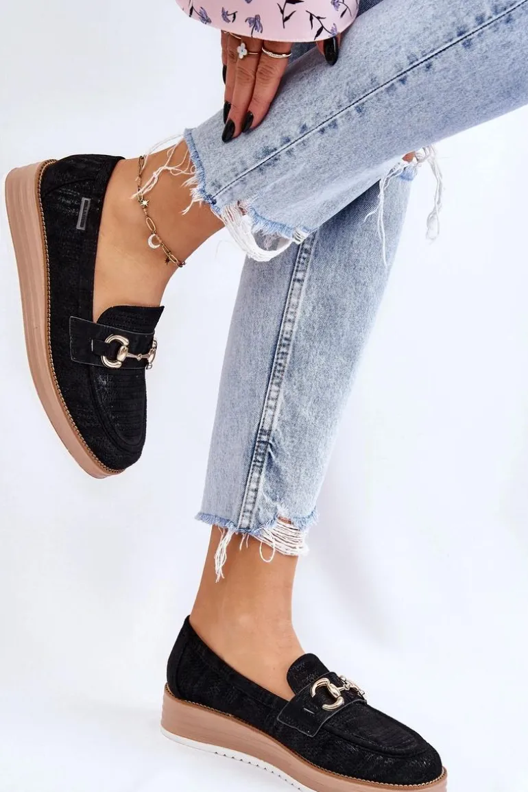 Damskie Mokasyny Na Platformie Czarne Danny