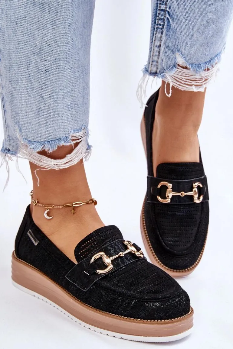 Damskie Mokasyny Na Platformie Czarne Danny