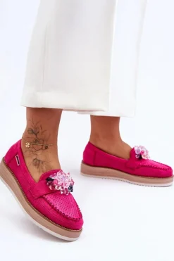Damskie Mokasyny Na Platformie Z Kamieniami Fuksja Elonore
