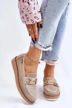 Damskie Mokasyny Na Platformie Beżowe Danny