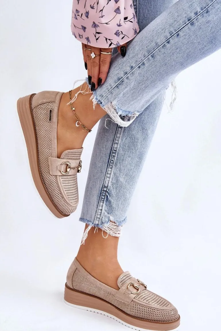 Damskie Mokasyny Na Platformie Beżowe Danny