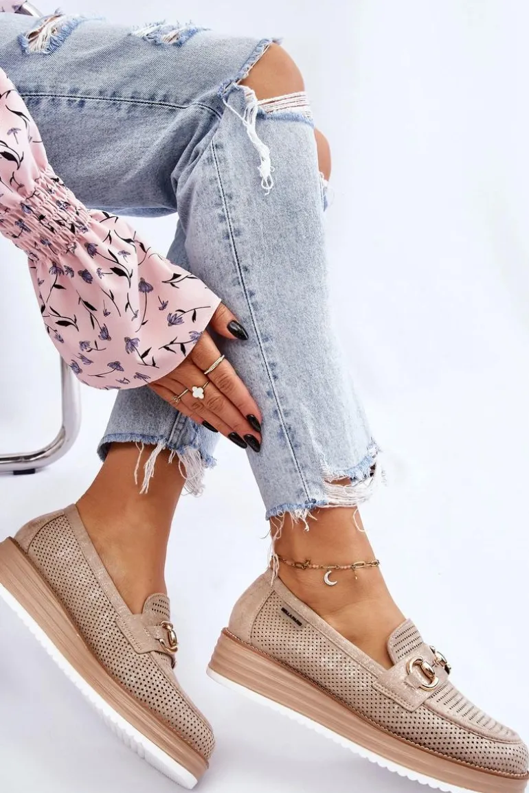 Damskie Mokasyny Na Platformie Beżowe Danny