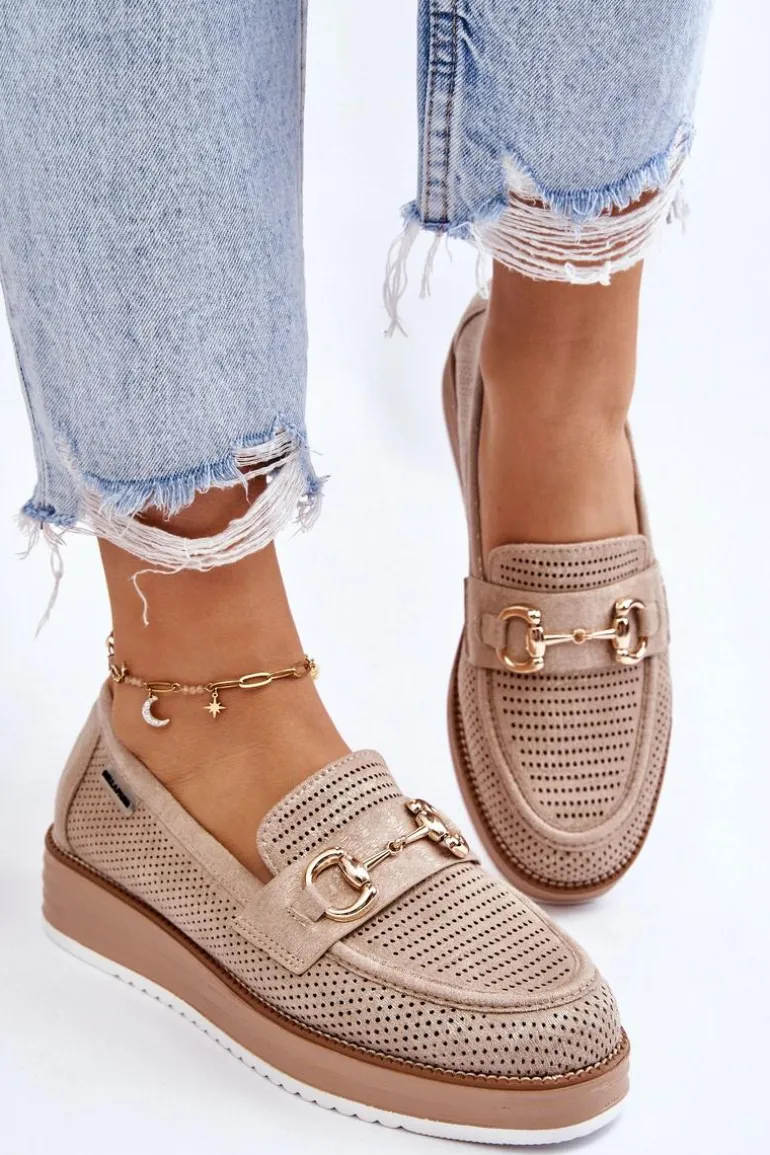 Damskie Mokasyny Na Platformie Beżowe Danny