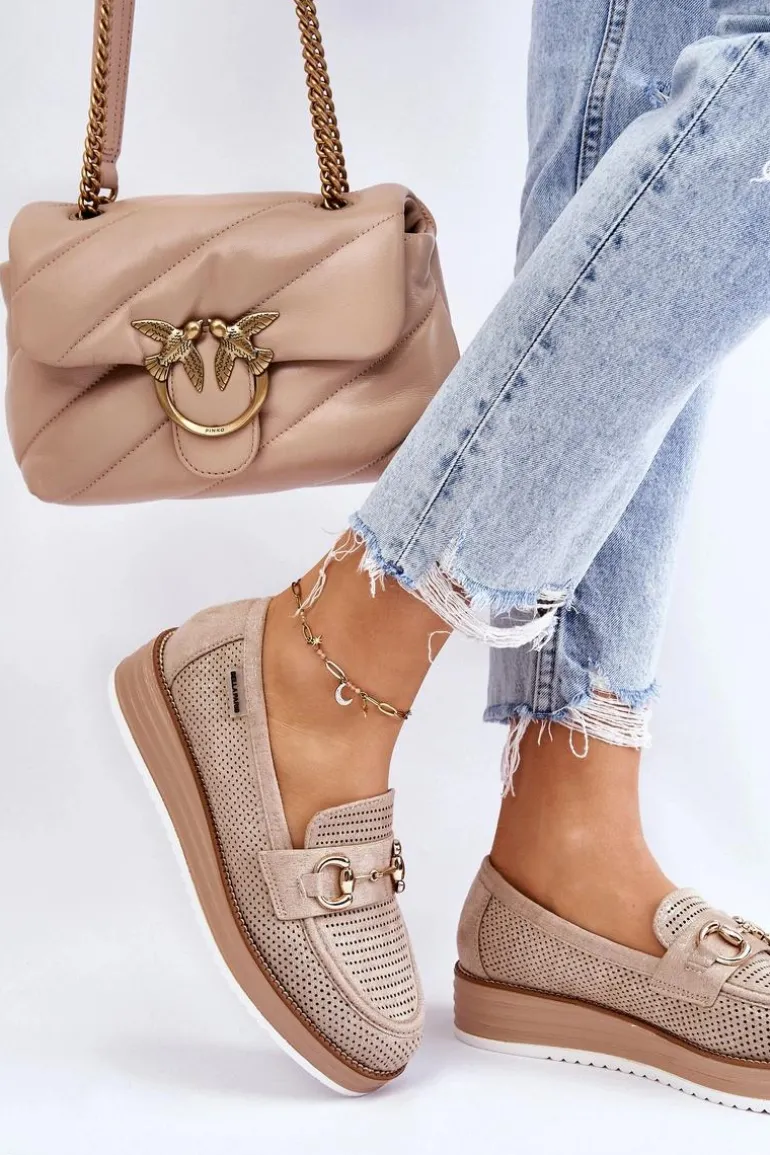 Damskie Mokasyny Na Platformie Beżowe Danny