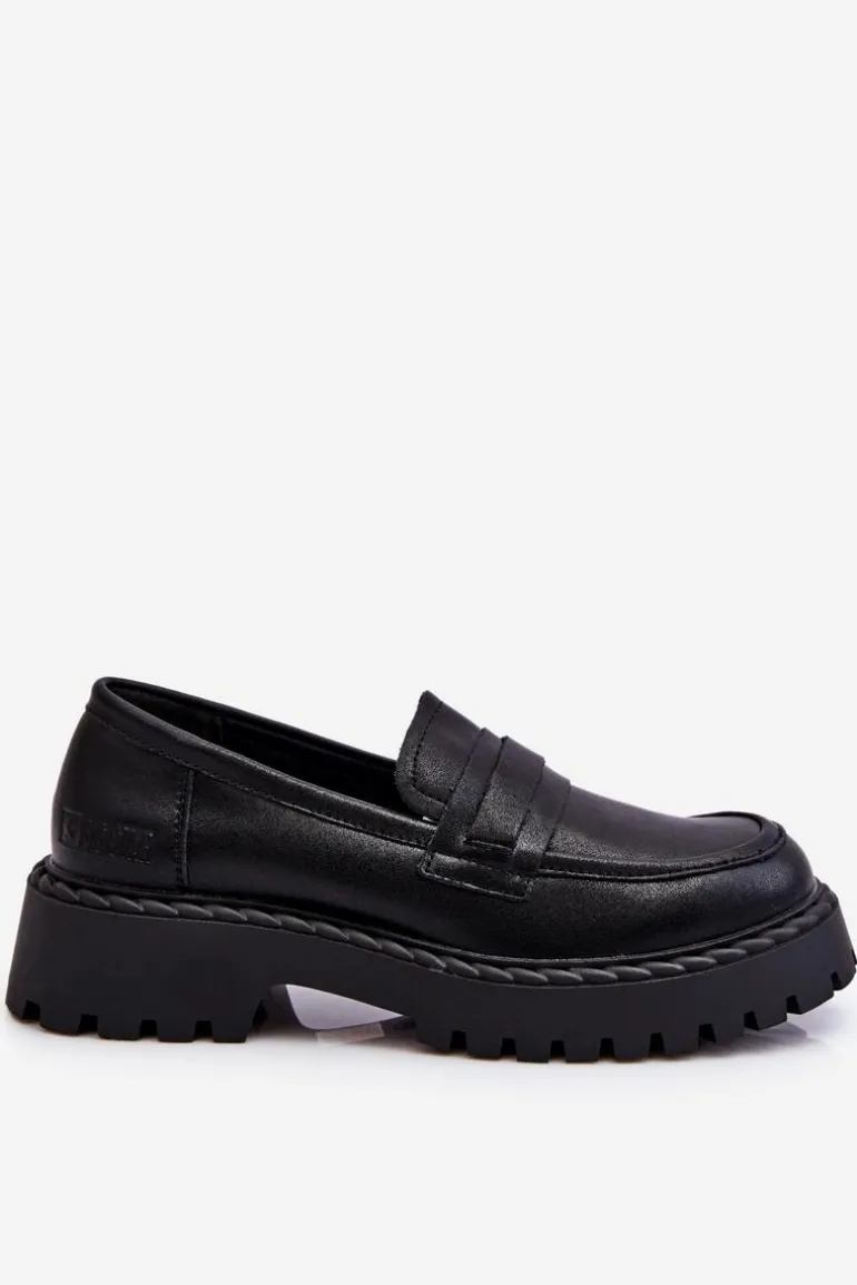 Damskie Mokasyny Półbuty Skórzane Big Star LL274458 Czarne