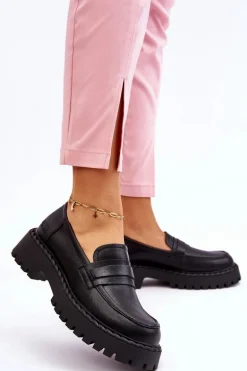 Damskie Mokasyny Półbuty Skórzane Big Star LL274458 Czarne
