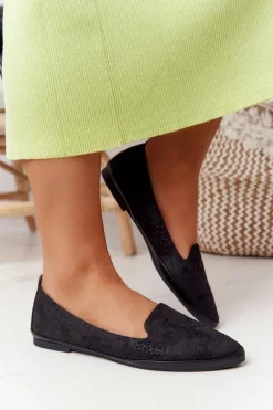 Damskie Mokasyny Sergio Leone MK700 Zamszowe Czarne