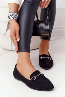 Damskie Mokasyny Sergio Leone MK711 Zamszowe Czarne