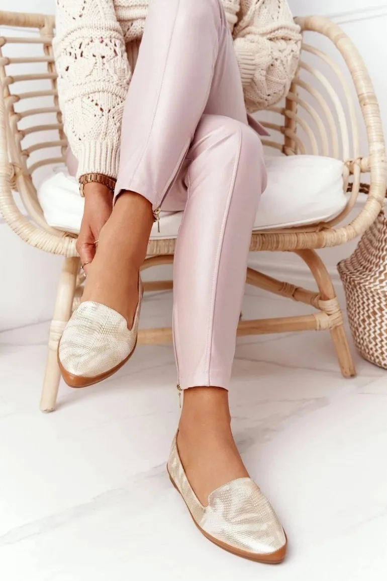 Damskie Mokasyny Sergio Leone MK700 Złote