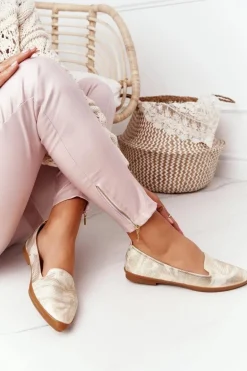 Damskie Mokasyny Sergio Leone MK700 Złote