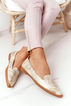 Damskie Mokasyny Sergio Leone MK700 Złote