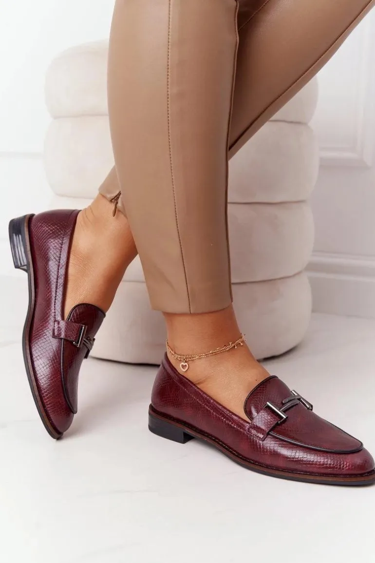 Damskie Mokasyny Sergio Leone PB253 Bordowe