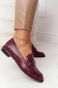 Damskie Mokasyny Sergio Leone PB253 Bordowe