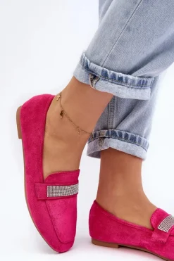 Damskie Mokasyny Z Cyrkoniami Fuksja Ralrika