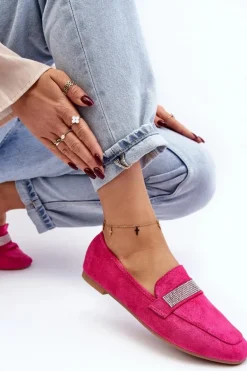 Damskie Mokasyny Z Cyrkoniami Fuksja Ralrika