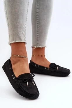 Damskie Mokasyny Z Eko Zamszu Czarne Anemilda