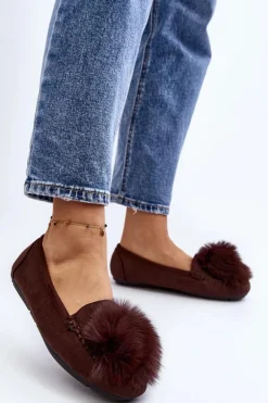 Damskie Mokasyny Z Futerkiem Brązowe Novas