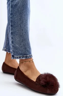 Damskie Mokasyny Z Futerkiem Brązowe Novas