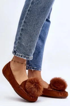 Damskie Mokasyny Z Futerkiem Camel Novas