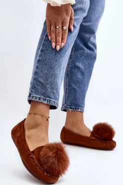 Damskie Mokasyny Z Futerkiem Camel Novas
