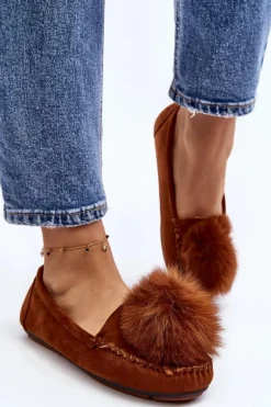 Damskie Mokasyny Z Futerkiem Camel Novas