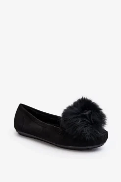 Damskie Mokasyny Z Futerkiem Czarne Novas