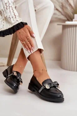 Damskie Mokasyny Z Kokardą S.Barski HY42-331 Czarne