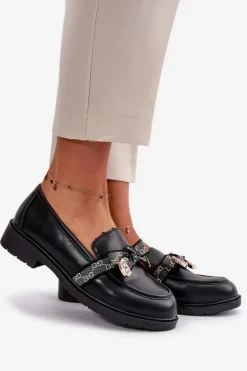 Damskie Mokasyny Z Kokardą S.Barski HY42-331 Czarne