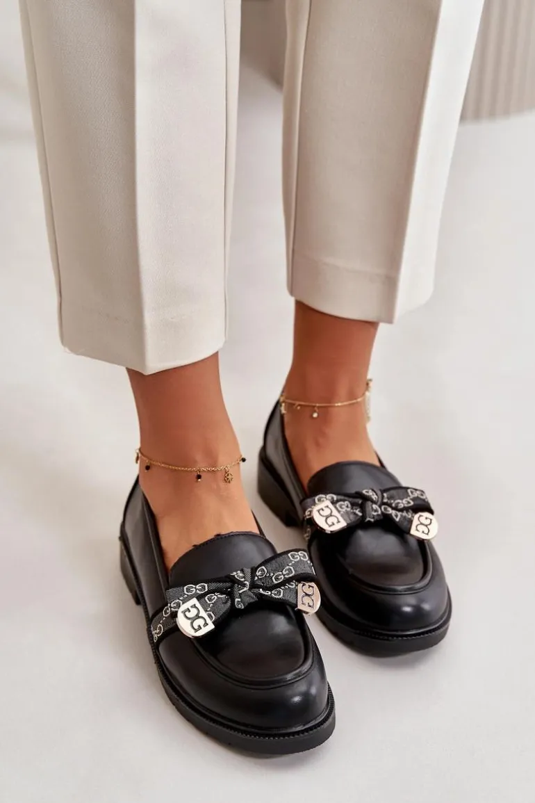 Damskie Mokasyny Z Kokardą S.Barski HY42-331 Czarne